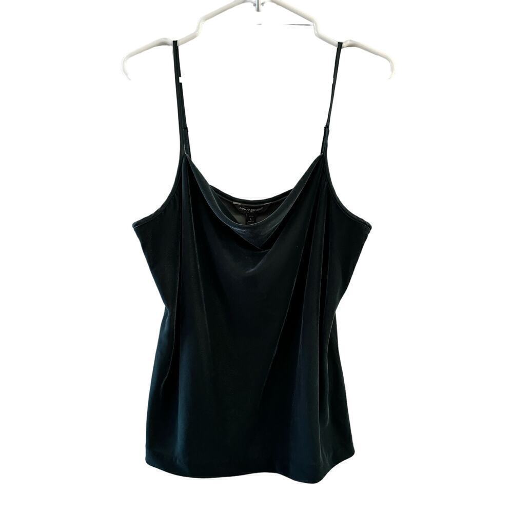 NWT Banana Republic Velvet Burnout Cowl Neck Tank Top Green Large Petite Y2K